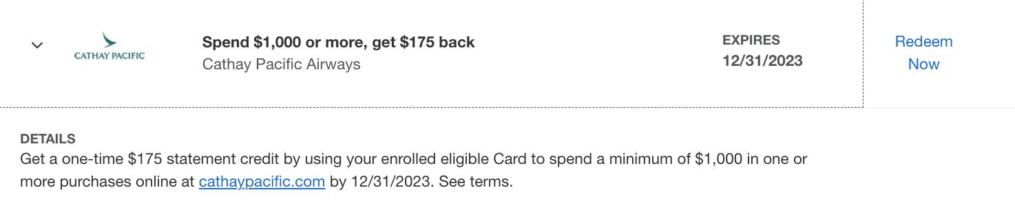 Cathay Spend $1000, Save $175